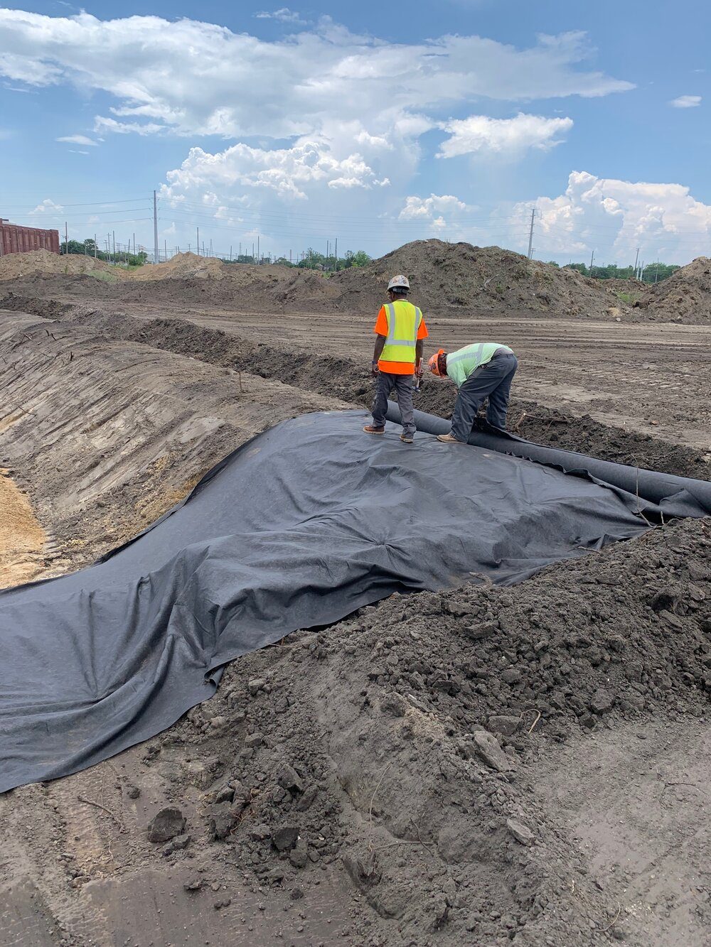 Excavation and grading at an industrial site
