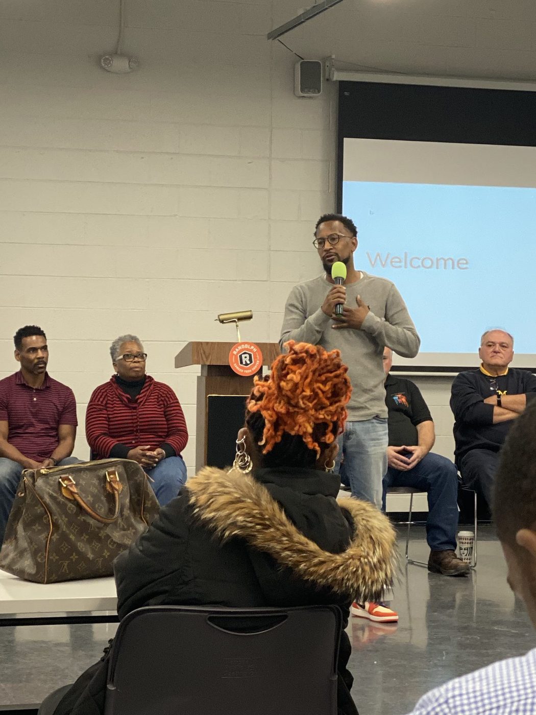 Brian McKinney speaking to students at Randolph Career and Technical Center