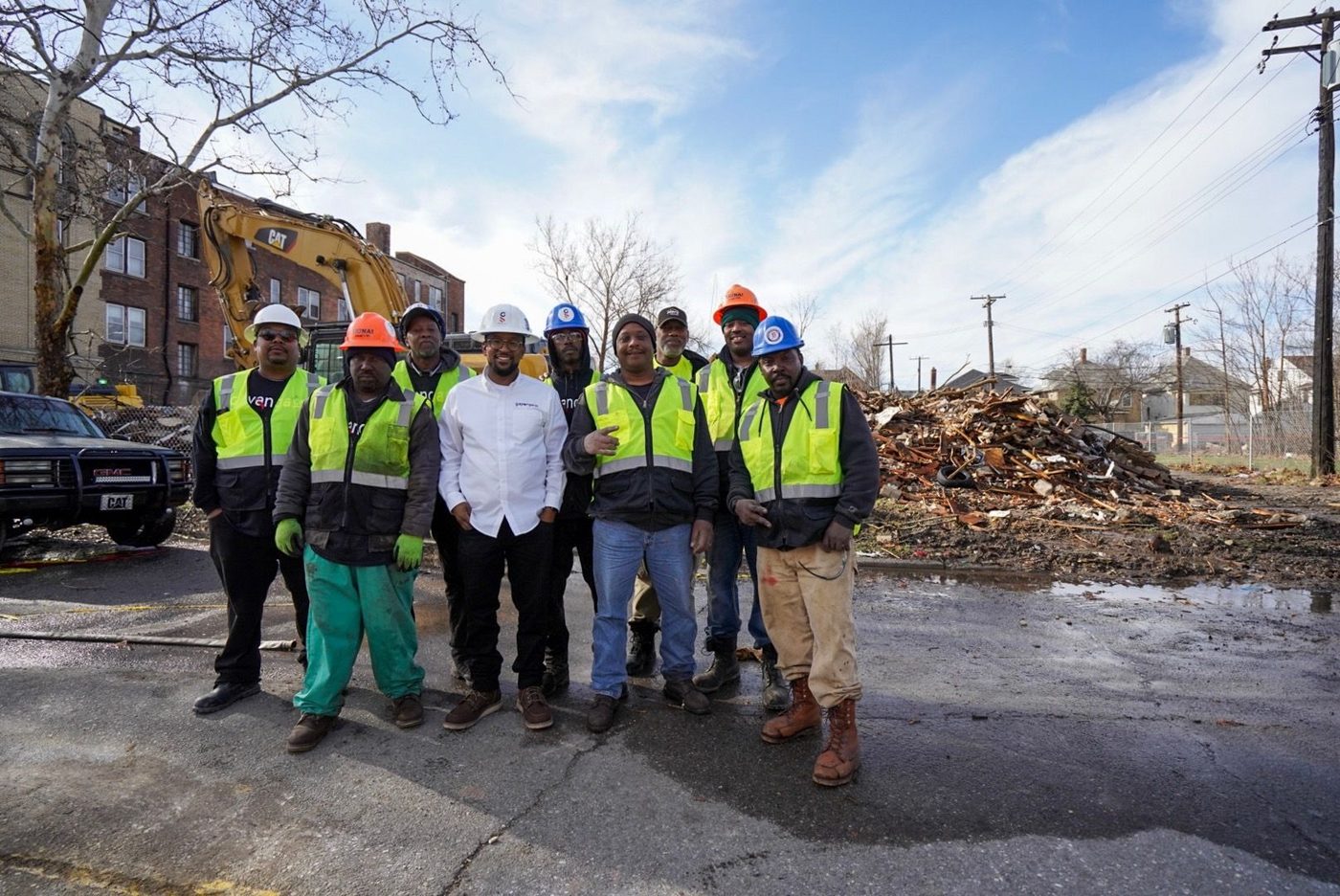 The Gayanga crew at the Historic Woodland demolition, 2019